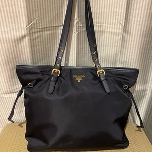 SOLD Navy Prada Tessuto Tote Bag